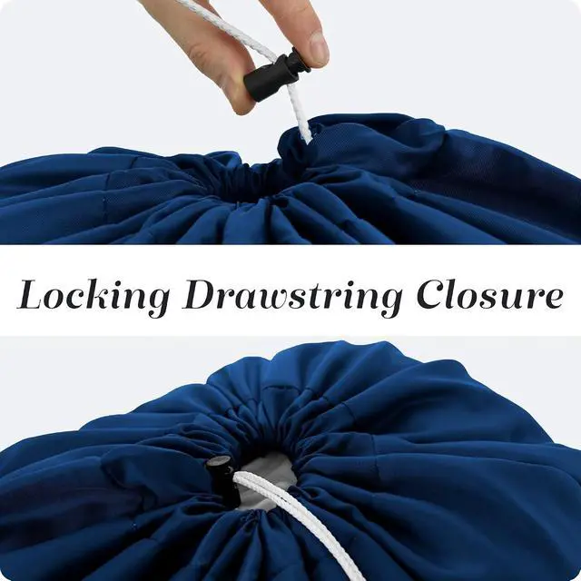Alt view image 6 of 7 - Handy Laundry XL Nylon Laundry Bag 30"x40", 60 lb Capacity, Navy Blue | 30"x40" XL Nylon Laundry Bag, Locking Drawstring, Machine Washable, Heavy Duty, Travel Dorm Hamper Liner, Navy Blue