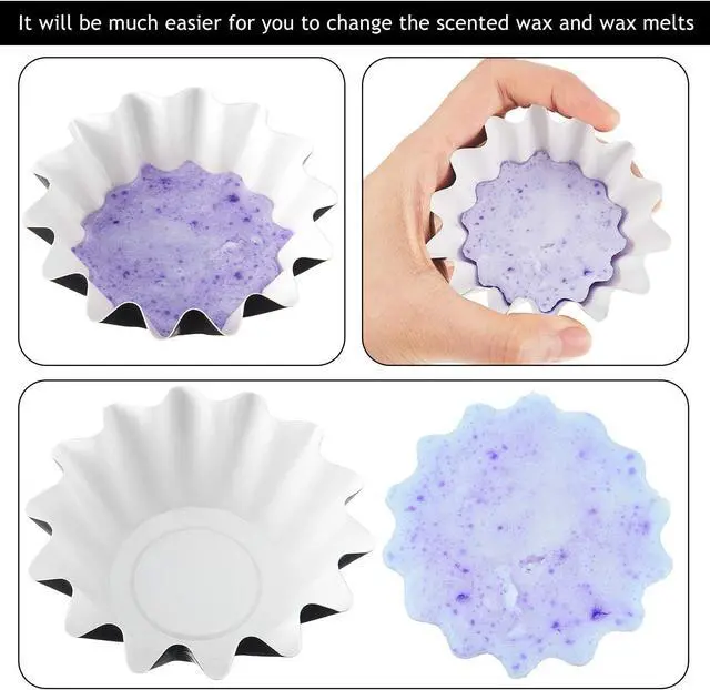 Alt view image 4 of 7 - Boao 100 Pcs Reusable Wax Melt Liners,Black, White | Leakproof Wax Cups for Any Wax Cubes Scented Warmers, Fit Electric Melters Burners, Easy Clean Warmer Liner Inserts