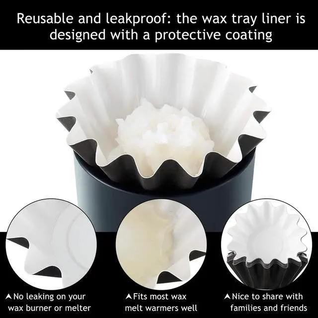 Alt view image 3 of 7 - Boao 100 Pcs Reusable Wax Melt Liners,Black, White | Leakproof Wax Cups for Any Wax Cubes Scented Warmers, Fit Electric Melters Burners, Easy Clean Warmer Liner Inserts