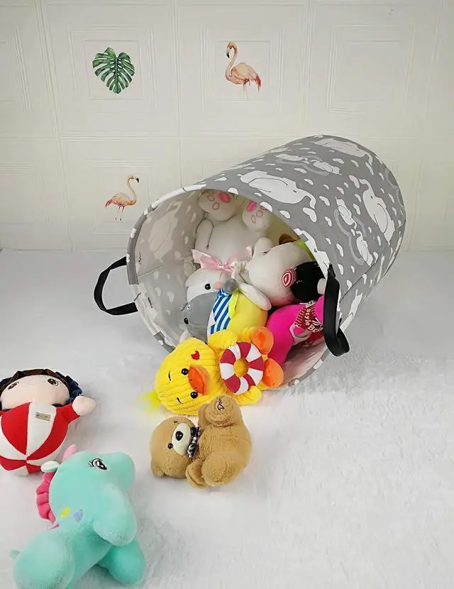 Alt view image 3 of 7 - Kids Laundry Hamper Storage Basket Laundry Organizer Hamper Storage Bins Clothes Box Nursery Hamper Gift Basket with Handles (Love elephant)