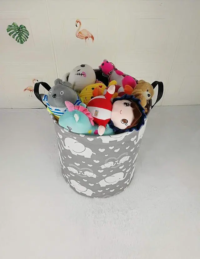 Alt view image 4 of 7 - Kids Laundry Hamper Storage Basket Laundry Organizer Hamper Storage Bins Clothes Box Nursery Hamper Gift Basket with Handles (Love elephant)