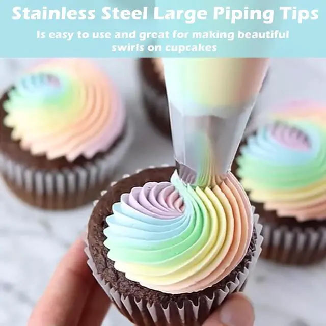 Alt view image 3 of 6 - Hendiy Stainless Steel Churro Piping Tips, 5 Pieces | 9FT Large Piping Tip, Churro Maker Icing Tips, Pastry Tips, For Cake Decorating Frosting