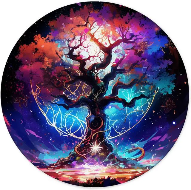Main image of Round Mouse Pad,Gaming Mouse Pad,Non-Slip Rubber Base Mouse Mat with Stitched Edge 7.9 x 7.9 Inch for Laptop Computer (Life Tree)
