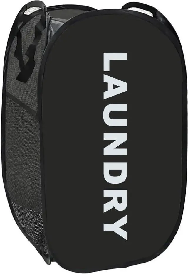 Main image of Collapsible Laundry Basket Foldable Laundry Hamper Pop Up Basket Dirty Clothes Hamper for College Dorm, Travel, Cruise, Hotel, Black