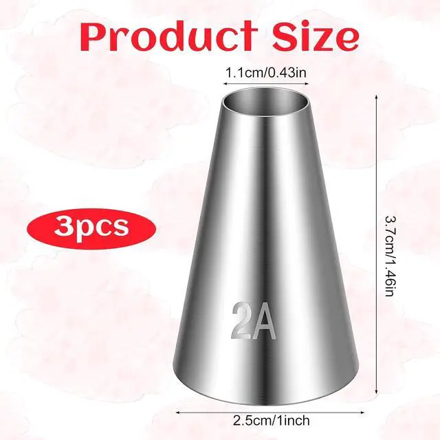 Alt view image 2 of 7 - 3 Pcs 2A Piping Tip, Large Piping Tips for Cake Decorating Round Plain Icing Tip for Macarons Filling Cupcake Frosting Nozzles Stainless Steel Baking Decoration Tools