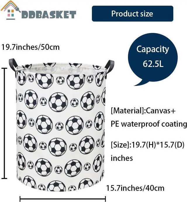 Alt view image 2 of 7 - Kids Laundry Basket Soccer Hamper for Nursery Hamper Cute Kids Storage Bin Organizer Room Decor for Home(Black soccer)