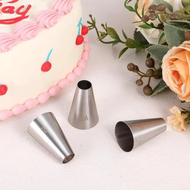 Alt view image 6 of 7 - 3 Pcs 2A Piping Tip, Large Piping Tips for Cake Decorating Round Plain Icing Tip for Macarons Filling Cupcake Frosting Nozzles Stainless Steel Baking Decoration Tools