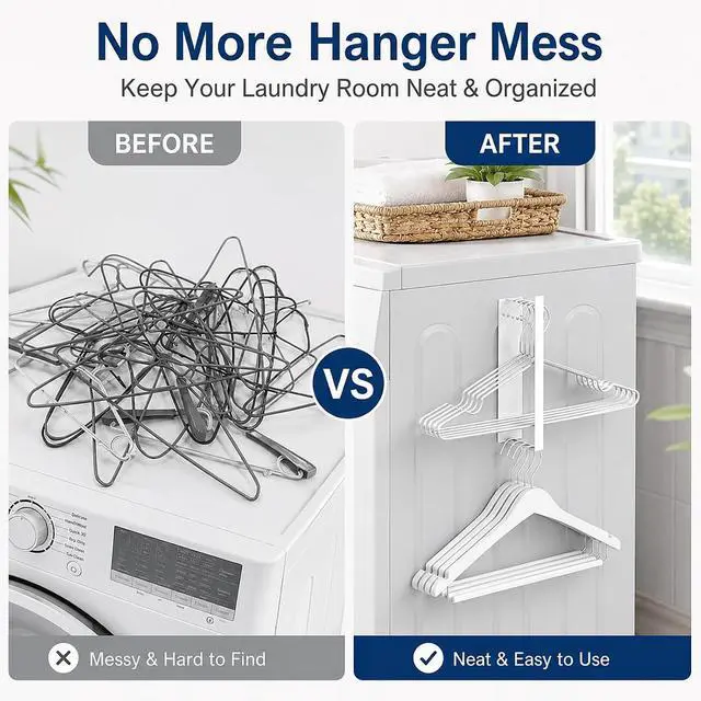 Alt view image 2 of 7 - Magnetic Hanger Organizer for Washing Machine & Closet Laundry Room, Hanger Storage Rack Stacker