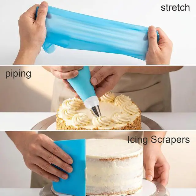 Alt view image 3 of 7 - 120 Pcs Piping Bags and Tips Set, 12 Inch Disposable Icing Pastry Bags, Cake Decorating Kit Baking Supplies with Reusable Piping Bag, Frosting Tips, Couplers & Scrapers