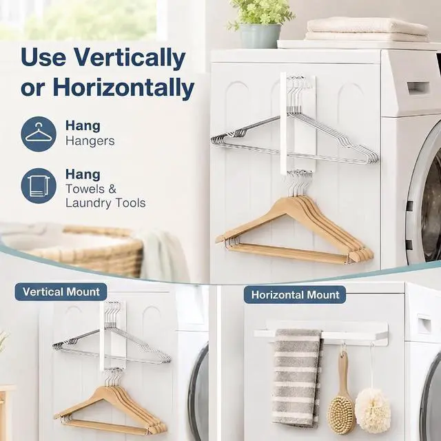 Alt view image 4 of 7 - Magnetic Hanger Organizer for Washing Machine & Closet Laundry Room, Hanger Storage Rack Stacker