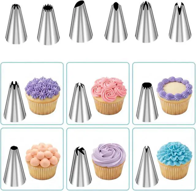 Alt view image 5 of 7 - 120 Pcs Piping Bags and Tips Set, 12 Inch Disposable Icing Pastry Bags, Cake Decorating Kit Baking Supplies with Reusable Piping Bag, Frosting Tips, Couplers & Scrapers