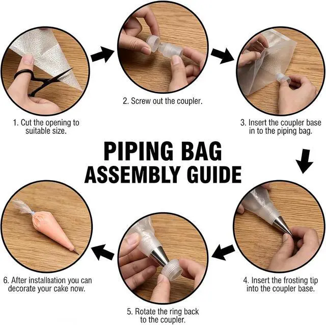 Alt view image 6 of 7 - 120 Pcs Piping Bags and Tips Set, 12 Inch Disposable Icing Pastry Bags, Cake Decorating Kit Baking Supplies with Reusable Piping Bag, Frosting Tips, Couplers & Scrapers