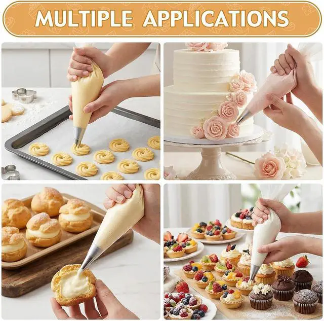 Alt view image 4 of 7 - ilauke 13 Inch Disposable Piping Bags, 100 Pcs for Cake Baking Decorating | anti-burst thick material, non-slip, fits all tips, for home baking commercial kitchen DIY cupcake cookie dessert