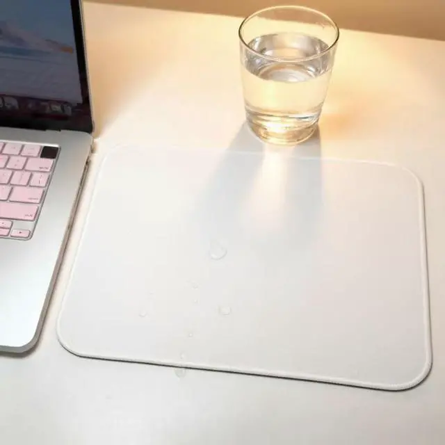 Alt view image 7 of 7 - Mouse Pad with Stitched Edge, Non-Slip Rubber Base, Premium-Textured and Waterproof Mousepad for Computers, Laptop, Office and Home, 10.2x8.3inches, 3mm, White