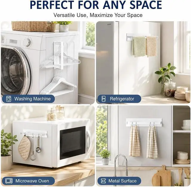 Alt view image 7 of 7 - Magnetic Hanger Organizer for Washing Machine & Closet Laundry Room, Hanger Storage Rack Stacker