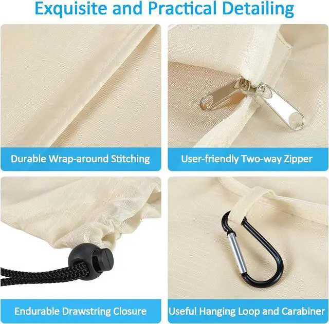 Alt view image 3 of 7 - GOGOODA Travel Laundry Bags with Drawstring Closure XL Large with Handle | Foldable Dirty Clothes bags Heavy Duty and Washable for College Dorm Travelling Camping, 2 Pack, Black & Beige
