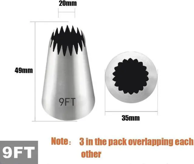 Alt view image 3 of 3 - Churro Piping Tip for Eclair, Large Open Star Pastry Tip 9FT for Piping