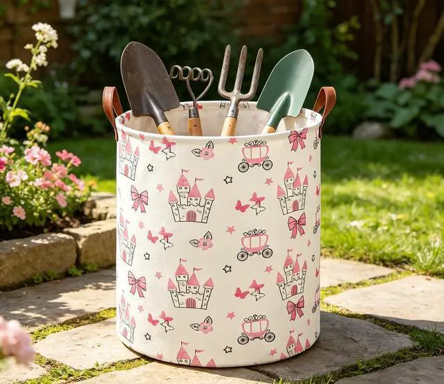 Alt view image 3 of 6 - 19.7" Laundry Basket,Dirty Clothes Hamper,Waterproof Storage Bin,Room Decor,Gift Baskets(Pink Princess)