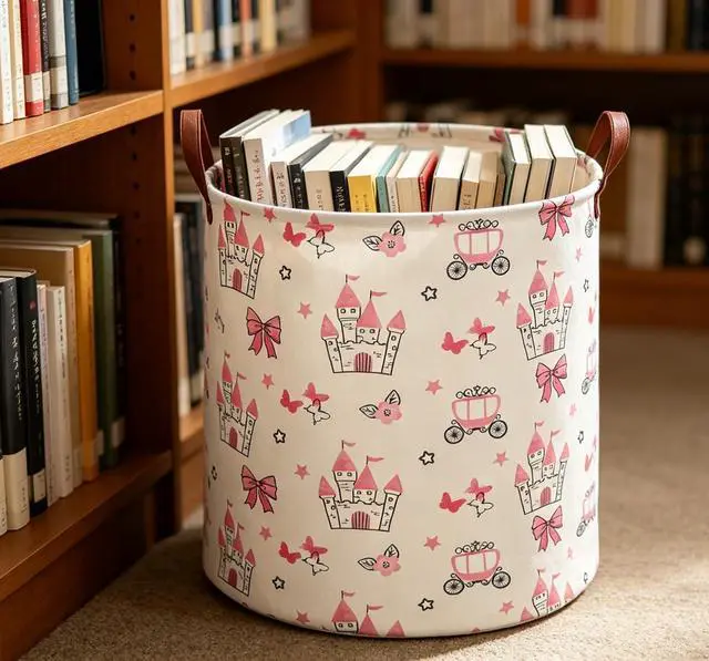 Alt view image 4 of 6 - 19.7" Laundry Basket,Dirty Clothes Hamper,Waterproof Storage Bin,Room Decor,Gift Baskets(Pink Princess)