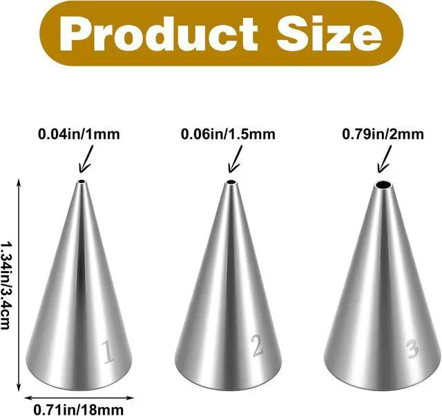 Alt view image 2 of 7 - 3 Pcs Small Piping Tips Round Icing Tips Set Cookie Decorating Tip for Frosting Nozzles for Detail Writing,Cookie Cupcake Decorating Pastry