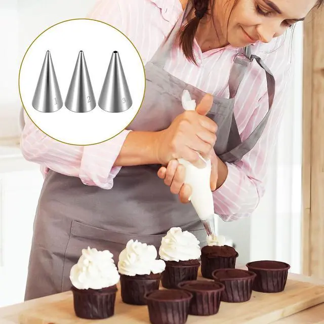Alt view image 4 of 7 - 3 Pcs Small Piping Tips Round Icing Tips Set Cookie Decorating Tip for Frosting Nozzles for Detail Writing,Cookie Cupcake Decorating Pastry