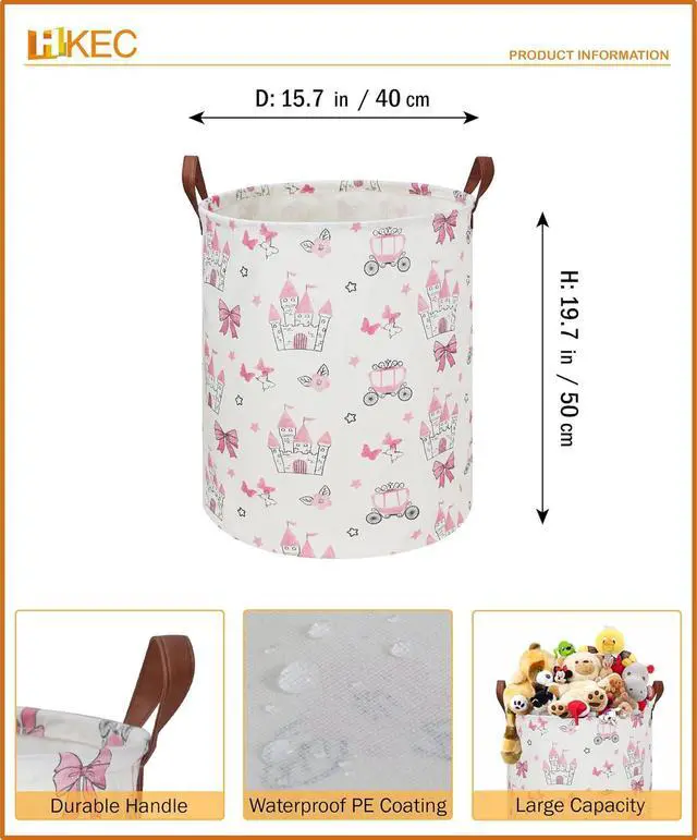 Alt view image 6 of 6 - 19.7" Laundry Basket,Dirty Clothes Hamper,Waterproof Storage Bin,Room Decor,Gift Baskets(Pink Princess)
