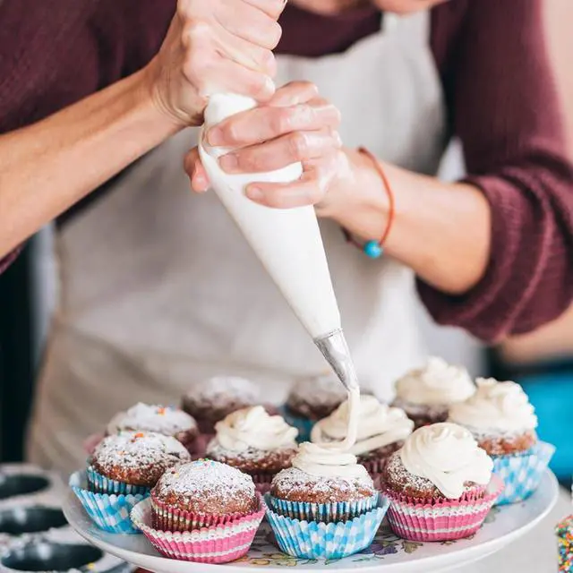 Alt view image 5 of 7 - Dimeho 7 Pcs Round Hole Piping Tips Set Stainless Steel Cupcake Frosting Nozzles Cake Decorating Tool Russian Pastry Icing Dispensers Supplies for Baking Cookies Puff Doughnut Cream Bag Filler