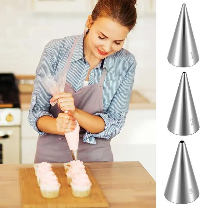 Alt view image 6 of 7 - 3 Pcs Small Piping Tips Round Icing Tips Set Cookie Decorating Tip for Frosting Nozzles for Detail Writing,Cookie Cupcake Decorating Pastry