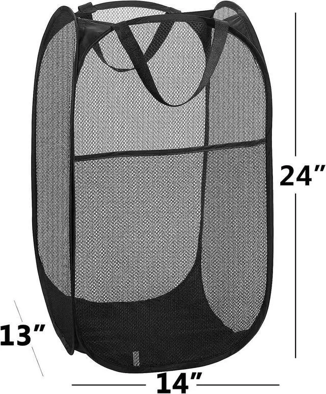 Alt view image 7 of 7 - 2 Laundry Baskets, pop-up Laundry Baskets, Foldable mesh Laundry Baskets (Each with 2 Reinforced Handles), Blue