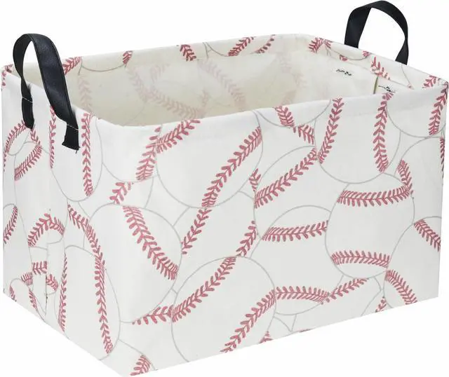 Main image of Rectangular Baseball Baskets, Sport Basket for Kids,Kids Basket, Boys Storage bins with Handles.Clothers,Toys,Books, Gifts Storage. (Baseball)