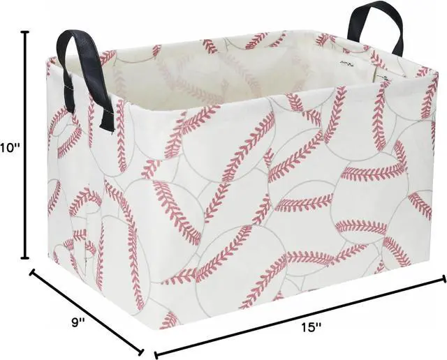 Alt view image 6 of 6 - Rectangular Baseball Baskets, Sport Basket for Kids,Kids Basket, Boys Storage bins with Handles.Clothers,Toys,Books, Gifts Storage. (Baseball)