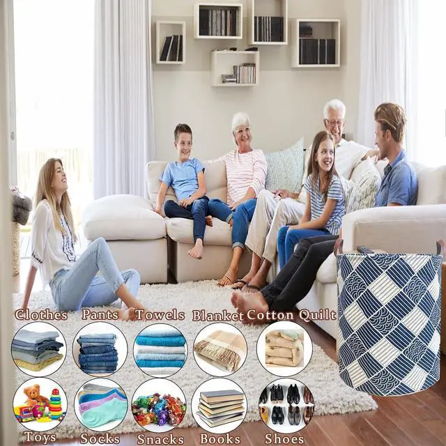 Alt view image 5 of 7 - 80L Waterproof Laundry Hamper in Family Leather Handle Laundry Basket in Dormitory Collapsible Laundry Bag in Nursery (91-Satisfied laundry hampers)