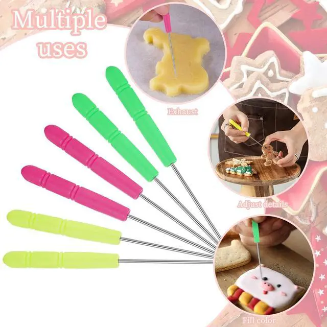 Alt view image 3 of 6 - 6 Pcs Cookie Scribe Tools,Sugar Stir Needle | with Plastic Box Colorful Cookie Decorating Tools Cookie Decorating Supplies for Royal Icing