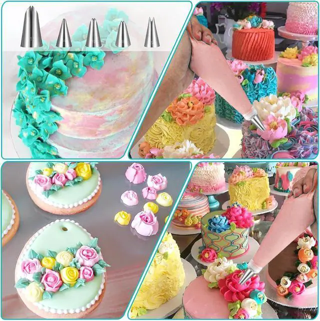 Alt view image 5 of 7 - 5pcs Leaf Piping Tips, Leaf Shape Piping Tip for Cupcakes, Stainless Steel Ruffle Tips, Cake Supplies for Baking And Decorating, Flower Nails Cake Cookies Frosting Decorating Tools