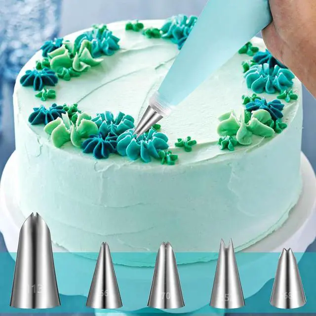 Alt view image 7 of 7 - 5pcs Leaf Piping Tips, Leaf Shape Piping Tip for Cupcakes, Stainless Steel Ruffle Tips, Cake Supplies for Baking And Decorating, Flower Nails Cake Cookies Frosting Decorating Tools