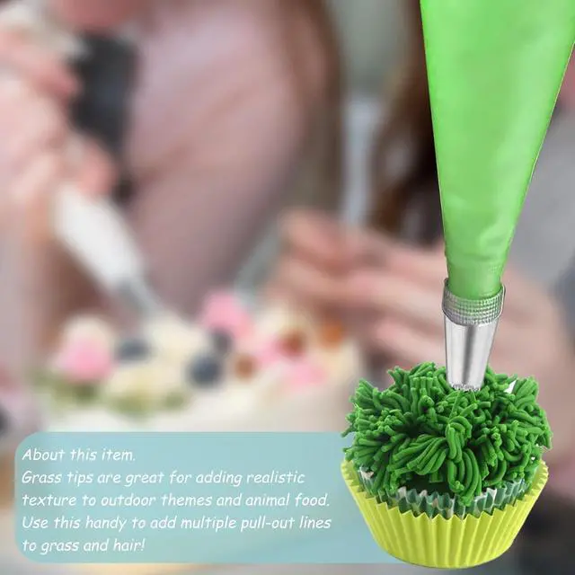 Alt view image 6 of 7 - 3 PCS Grass Piping Tip, Frosting Tips, Large Piping Tips for Cake Decorating with 233 234 29 Decorating Tip for Frosting, Multi-opening