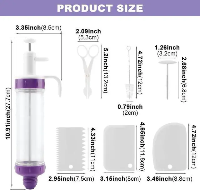 Alt view image 2 of 7 - Donut Filler Injector, Cupcake Filler Tool Piping Kit, with 7 Icing Nozzles, 3 Cream Scrapers Frosting Piping Nozzles Kits, for Cake Cookie Baking