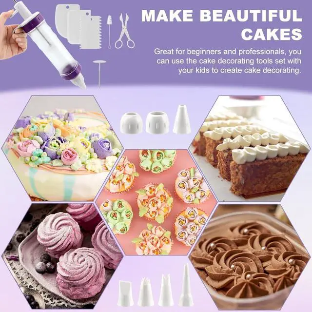Alt view image 5 of 7 - Donut Filler Injector, Cupcake Filler Tool Piping Kit, with 7 Icing Nozzles, 3 Cream Scrapers Frosting Piping Nozzles Kits, for Cake Cookie Baking