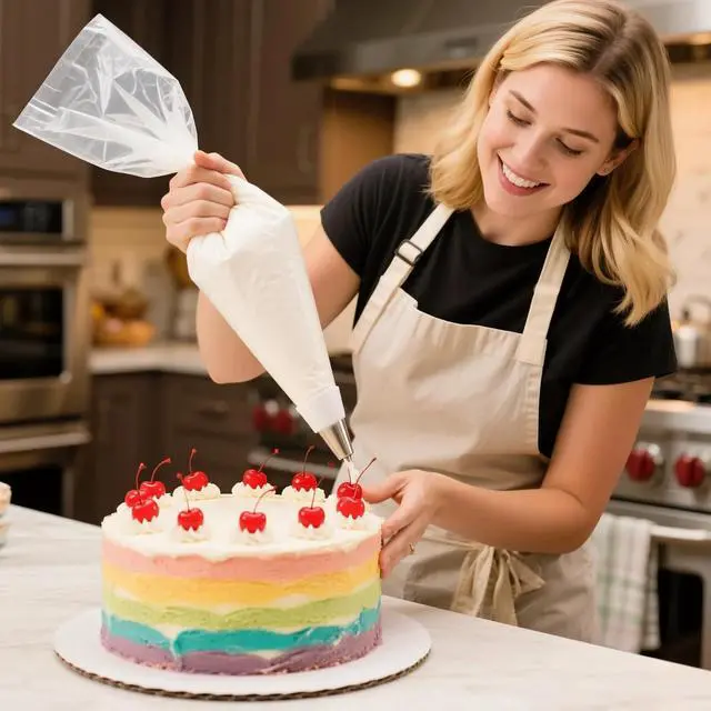 Alt view image 3 of 7 - 100Pack Disposable Pastry Bags, 16 Inch Clear Thick Plastic Anti-Burst Pastry Icing Frosting Piping Bags For Decorating Cupcakes Cakes Cookies