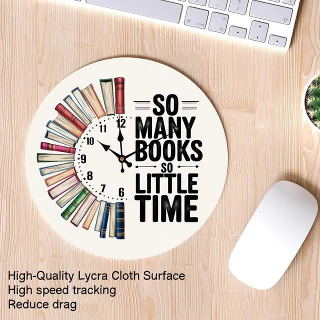 Alt view image 3 of 6 - Book Lover Gifts, So Many Books So Little Time Mouse Pads for Work, Small Round Mouse Pads for Desk, Book Reader Gifts Women,Computer Desk Accessories for Women 8.7x8.7 Inch