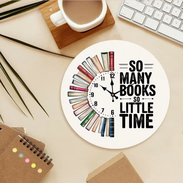 Alt view image 4 of 6 - Book Lover Gifts, So Many Books So Little Time Mouse Pads for Work, Small Round Mouse Pads for Desk, Book Reader Gifts Women,Computer Desk Accessories for Women 8.7x8.7 Inch