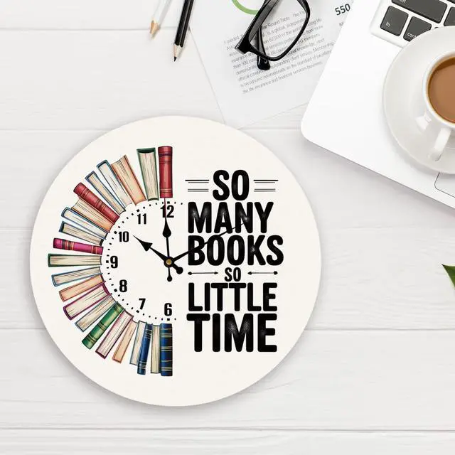 Alt view image 6 of 6 - Book Lover Gifts, So Many Books So Little Time Mouse Pads for Work, Small Round Mouse Pads for Desk, Book Reader Gifts Women,Computer Desk Accessories for Women 8.7x8.7 Inch