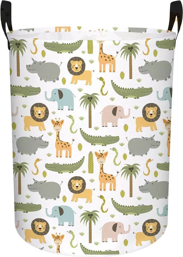 Main image of Baby Boy Hamper Waterproof Kids Laundry Basket Clothes Storage Bin Woodland Animal Nursery Room Decor (Green)