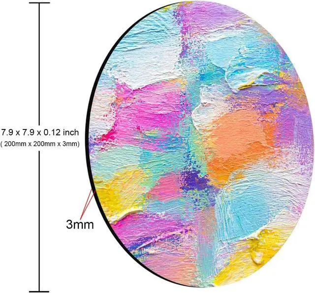 Alt view image 3 of 4 - Smooffly Round Mousepad Paint Oil Paints Cover Abstract Print Multicolor Mousepad Mouse pand Rainbow Yellow White Violet Pink Blue Purple for Office