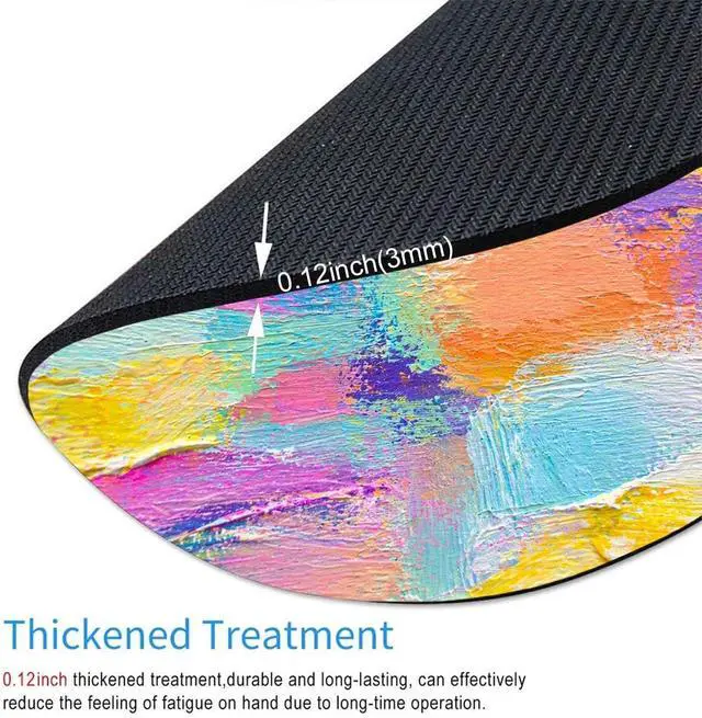 Alt view image 4 of 4 - Smooffly Round Mousepad Paint Oil Paints Cover Abstract Print Multicolor Mousepad Mouse pand Rainbow Yellow White Violet Pink Blue Purple for Office