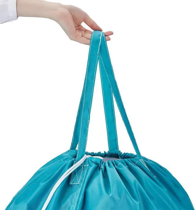 Alt view image 4 of 6 - HOMEST 2 Pack Wash Me Travel Laundry Bag with Handles | Square Base Can Carry Up to 3 Loads of Clothes, Dirty Garments Storage with Drawstring Closure, Light Blue and Grey