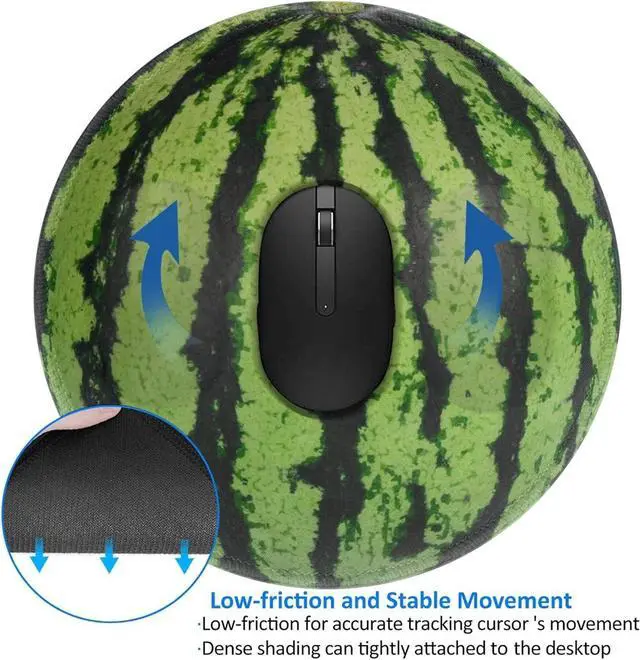 Alt view image 3 of 7 - Watermelon Green Round Mouse Pad Small Gaming Mousepad Desk Mat Stitched Edges 9.8 X 9.8 Inch for Home Office