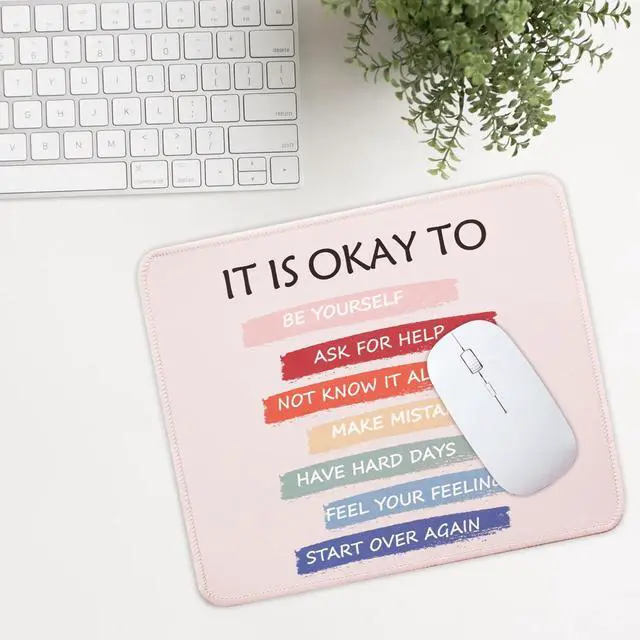 Alt view image 2 of 7 - Mouse Pad for Desk with Stitched Edge, Premium Cute Washable Mouse Pads. Computer Mousepad with Non-Slip Rubber Base, Mousepads for Laptop, 9.25x7.75x0.12 inch (It's OK)