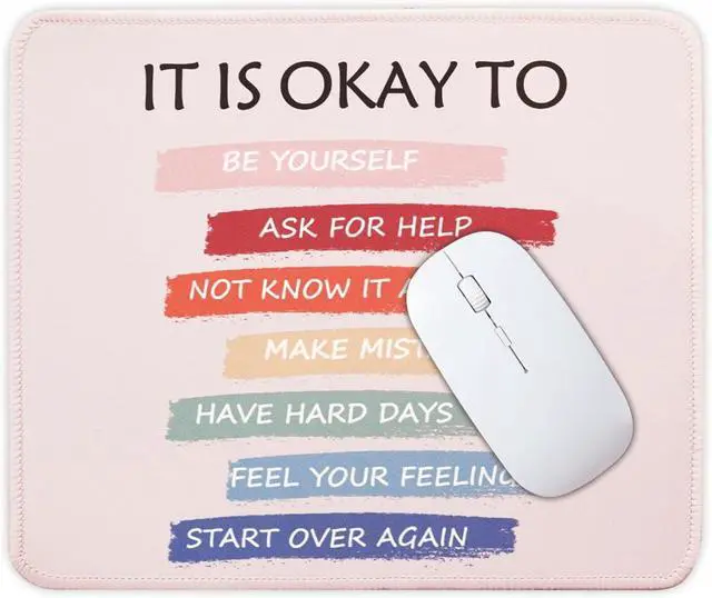 Main image of Mouse Pad for Desk with Stitched Edge, Premium Cute Washable Mouse Pads. Computer Mousepad with Non-Slip Rubber Base, Mousepads for Laptop, 9.25x7.75x0.12 inch (It's OK)