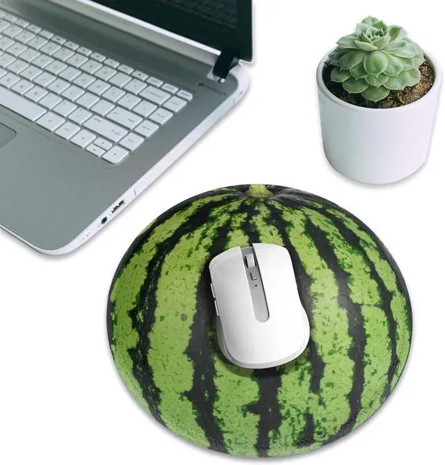Alt view image 7 of 7 - Watermelon Green Round Mouse Pad Small Gaming Mousepad Desk Mat Stitched Edges 9.8 X 9.8 Inch for Home Office